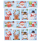 14pcs Christmas Stickers Cute Snowflake Reindeer Elf Pattern Christmas Window Clings for Window Glass Party Decorations