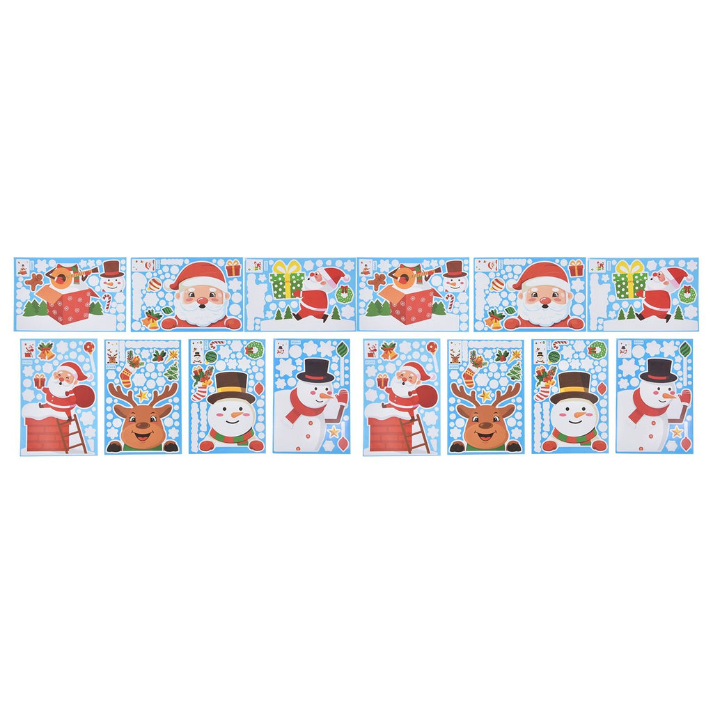 14pcs Christmas Stickers Cute Snowflake Reindeer Elf Pattern Christmas Window Clings for Window Glass Party Decorations