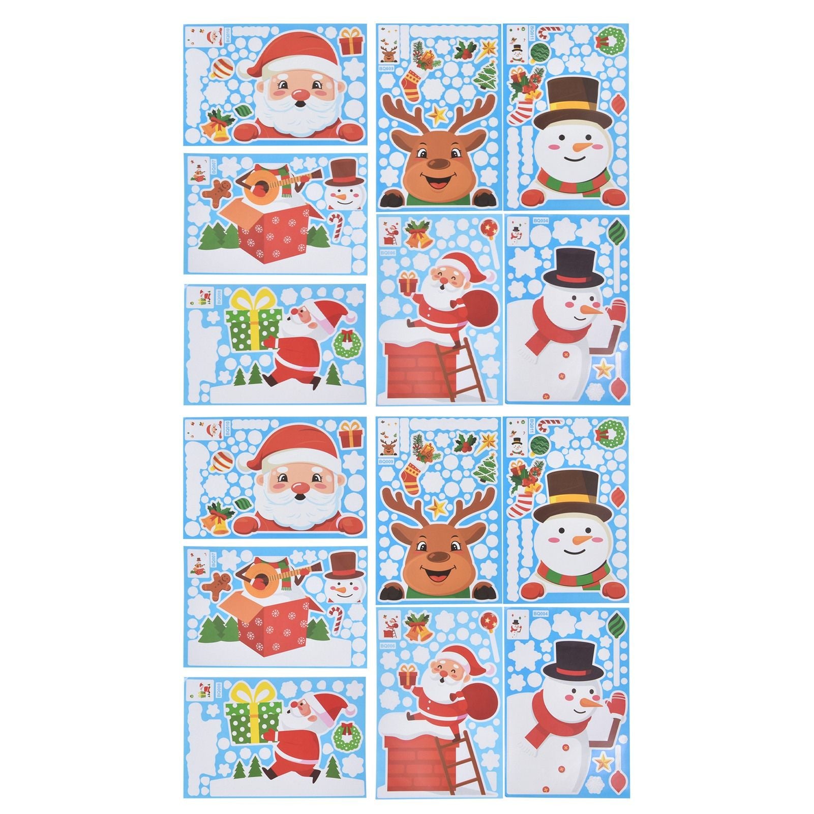 14pcs Christmas Stickers Cute Snowflake Reindeer Elf Pattern Christmas Window Clings for Window Glass Party Decorations
