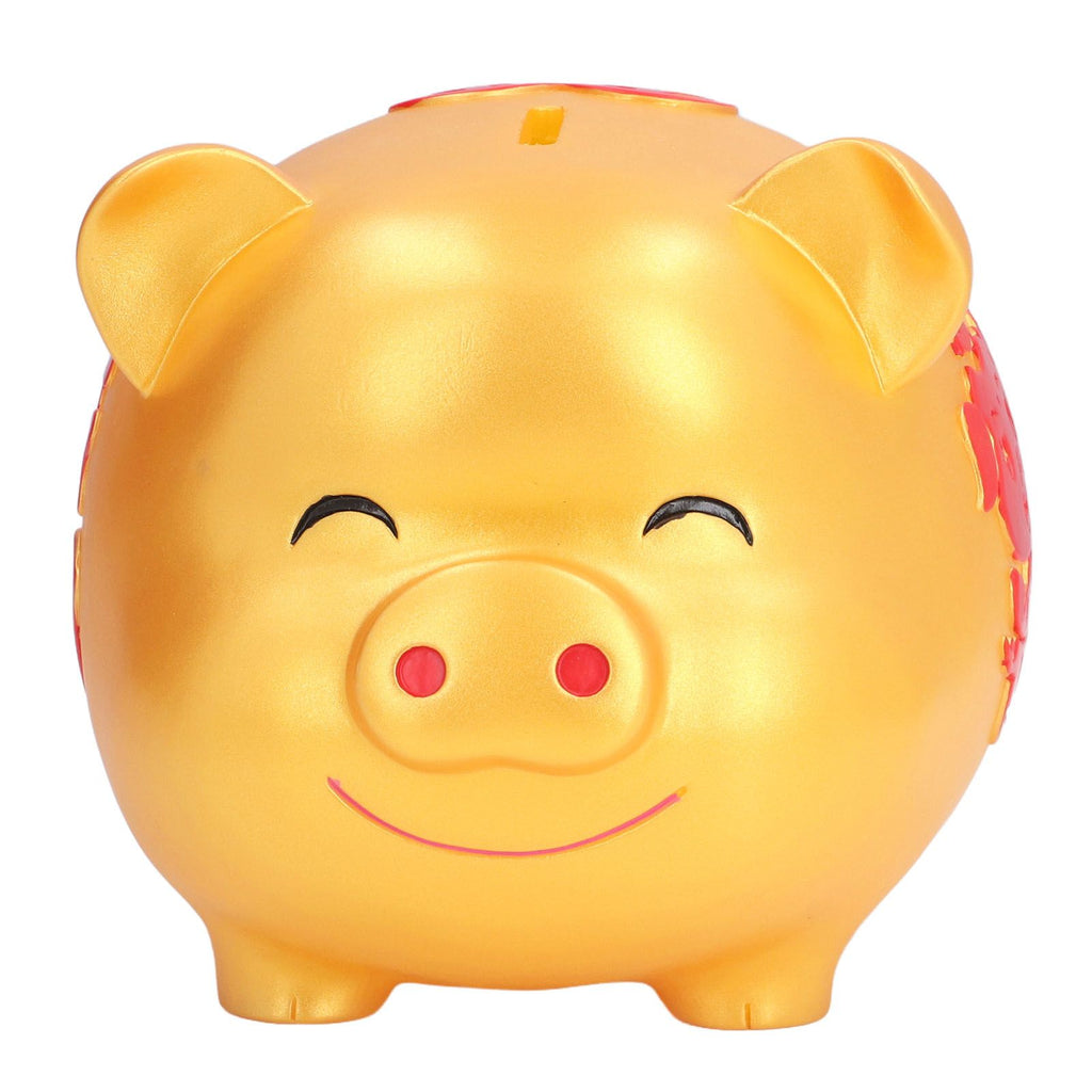 Piggy Bank Cute Cartoon Shape Anti Falling Pig Money Box for Children Gift Home Decoration Coins StorageSmall Size Gold