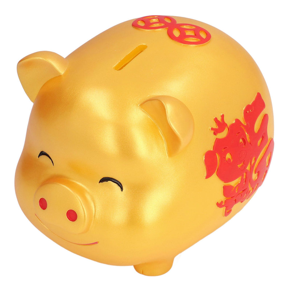 Piggy Bank Cute Cartoon Shape Anti Falling Pig Money Box for Children Gift Home Decoration Coins StorageSmall Size Gold