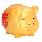 Piggy Bank Cute Cartoon Shape Anti Falling Pig Money Box for Children Gift Home Decoration Coins StorageSmall Size Gold