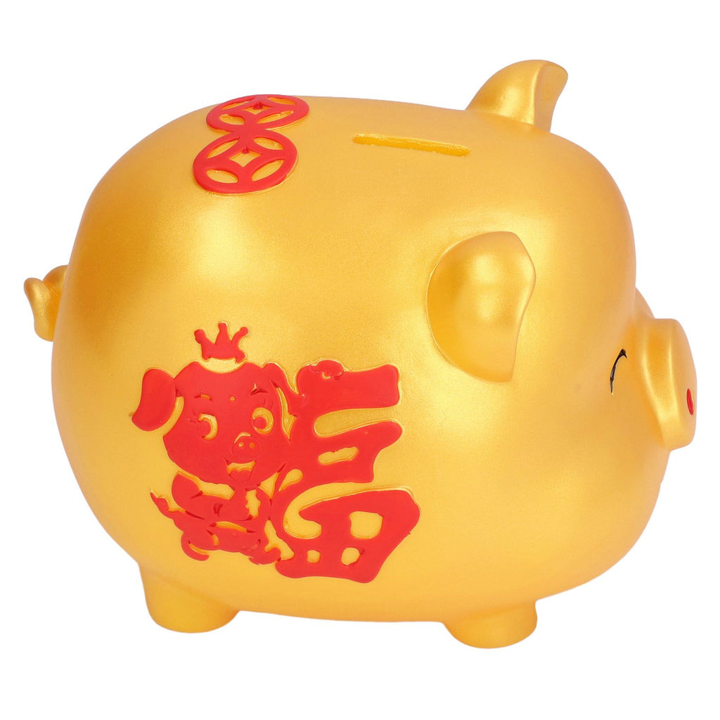 Piggy Bank Cute Cartoon Shape Anti Falling Pig Money Box for Children Gift Home Decoration Coins StorageSmall Size Gold