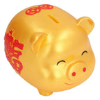 Piggy Bank Cute Cartoon Shape Anti Falling Pig Money Box for Children Gift Home Decoration Coins StorageSmall Size Gold
