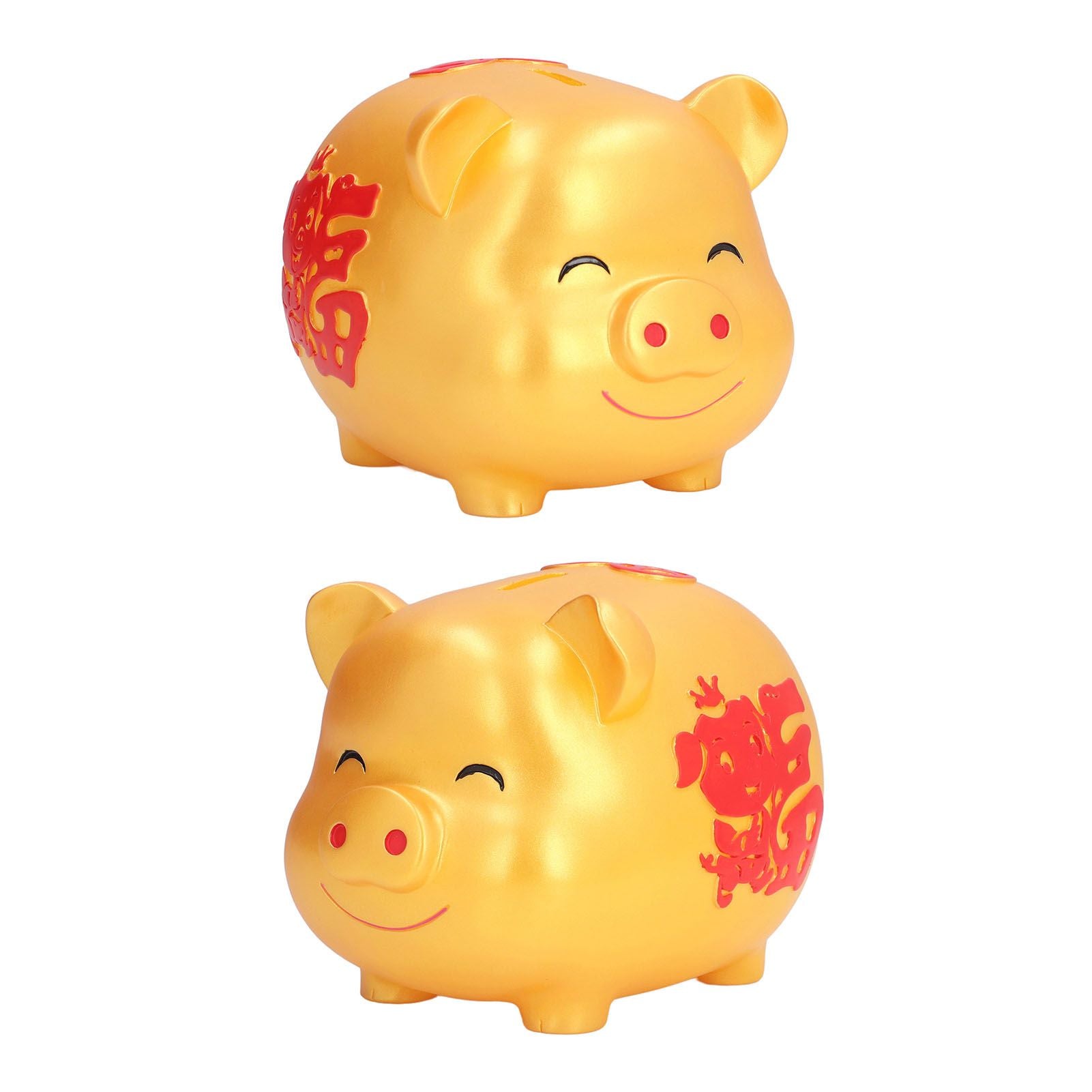 Piggy Bank Cute Cartoon Shape Anti Falling Pig Money Box for Children Gift Home Decoration Coins StorageSmall Size Gold