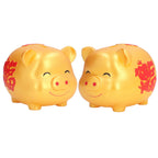 Piggy Bank Cute Cartoon Shape Anti Falling Pig Money Box for Children Gift Home Decoration Coins StorageSmall Size Gold