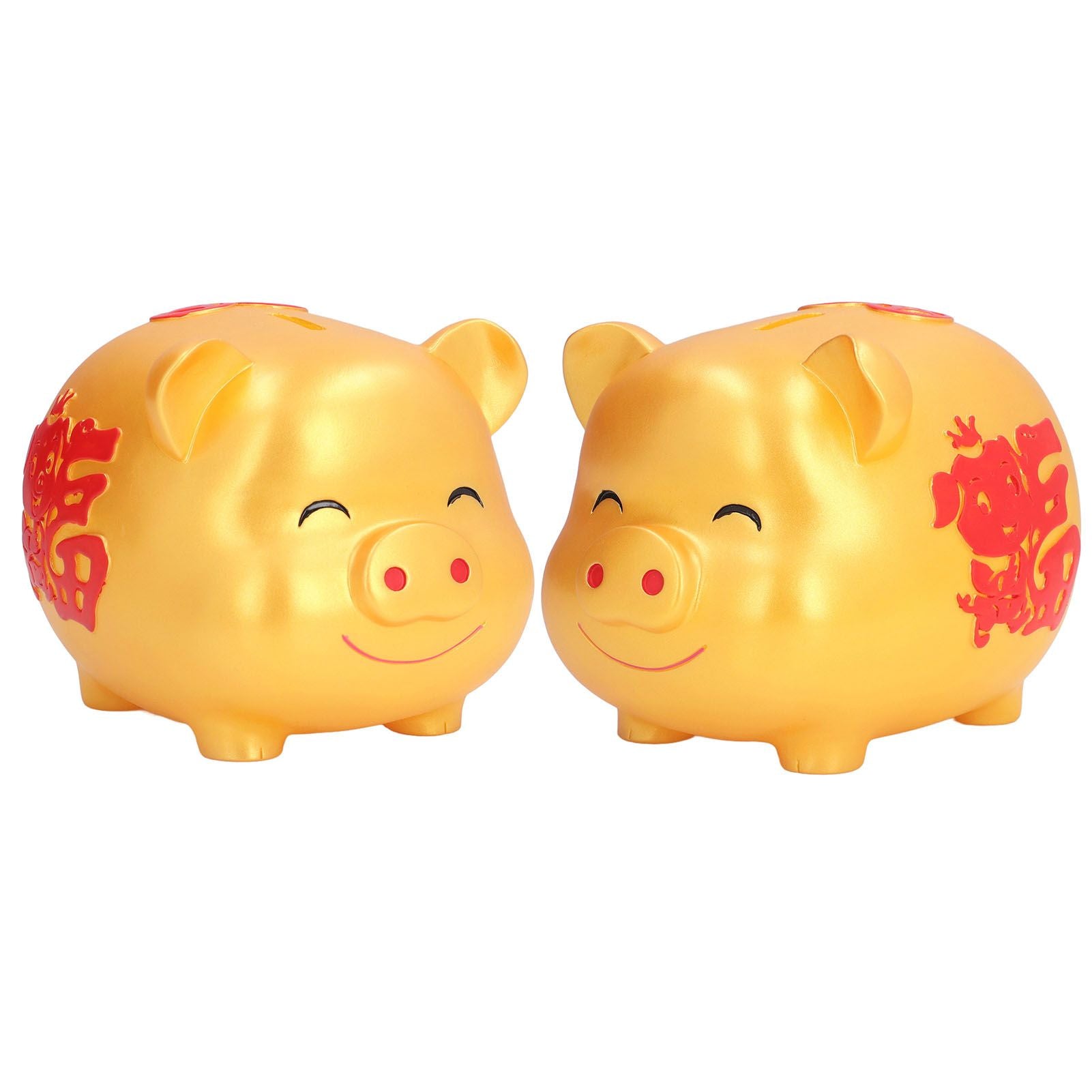 Piggy Bank Cute Cartoon Shape Anti Falling Pig Money Box for Children Gift Home Decoration Coins StorageSmall Size Gold