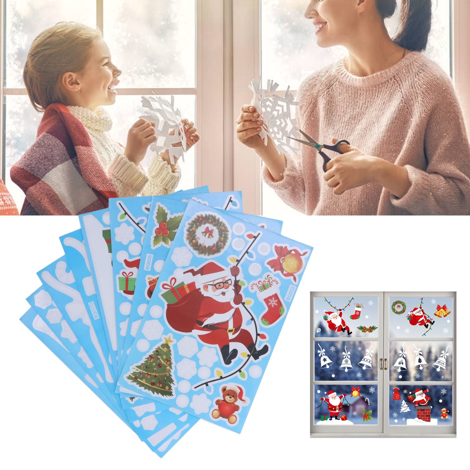 Christmas Stickers DIY Production Cute Appearance Fine Workmanship Christmas Window Clings