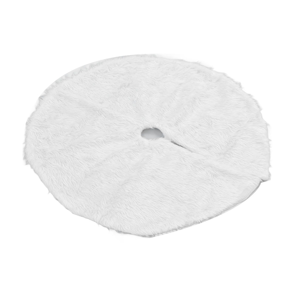 Christmas Tree Skirt Snowy White Christmas Tree Mat for Xmas Festive Holiday Party Decoration Ornaments