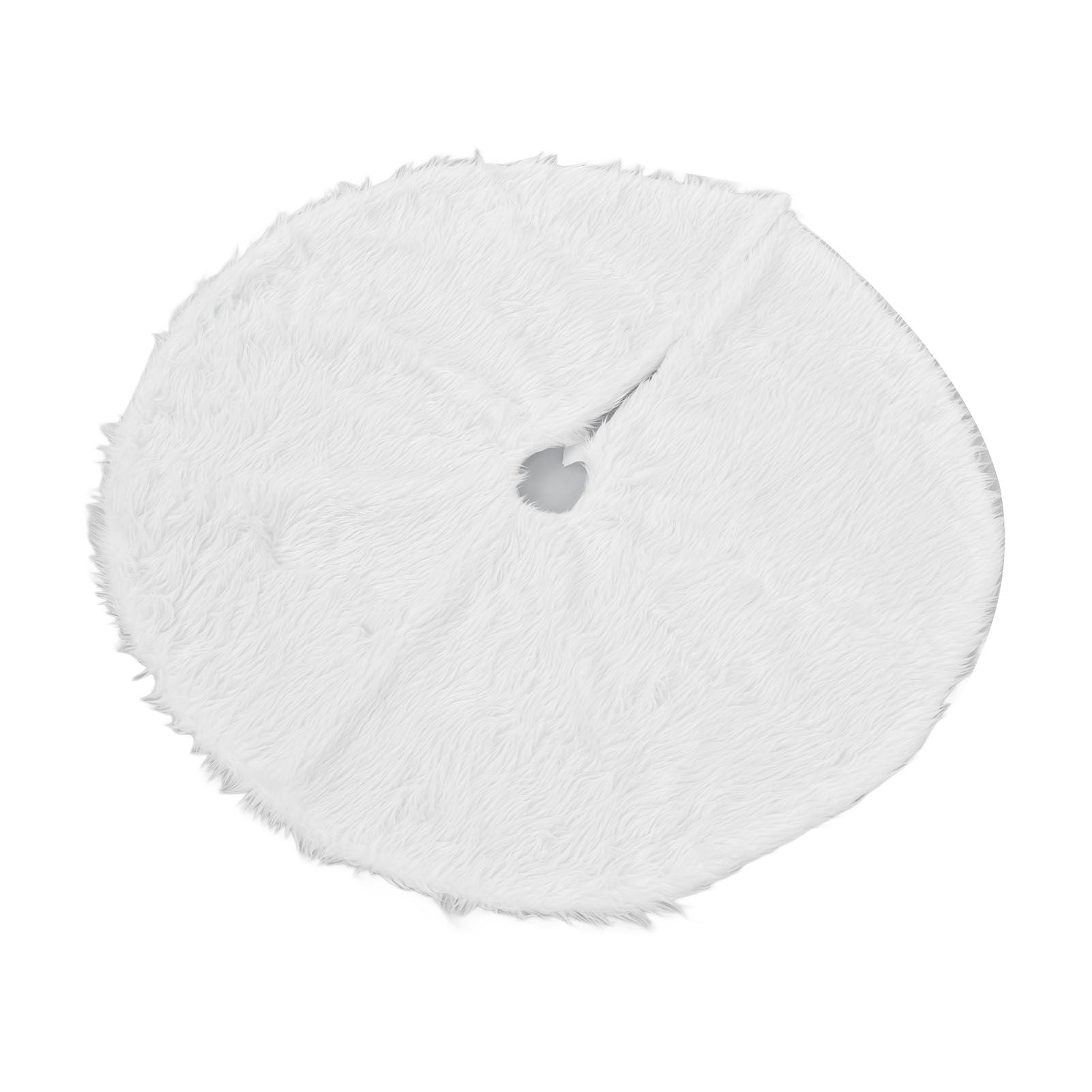 Christmas Tree Skirt Snowy White Christmas Tree Mat for Xmas Festive Holiday Party Decoration Ornaments