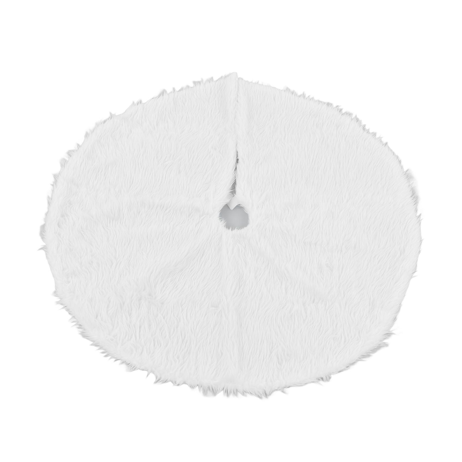 Christmas Tree Skirt Snowy White Christmas Tree Mat for Xmas Festive Holiday Party Decoration Ornaments
