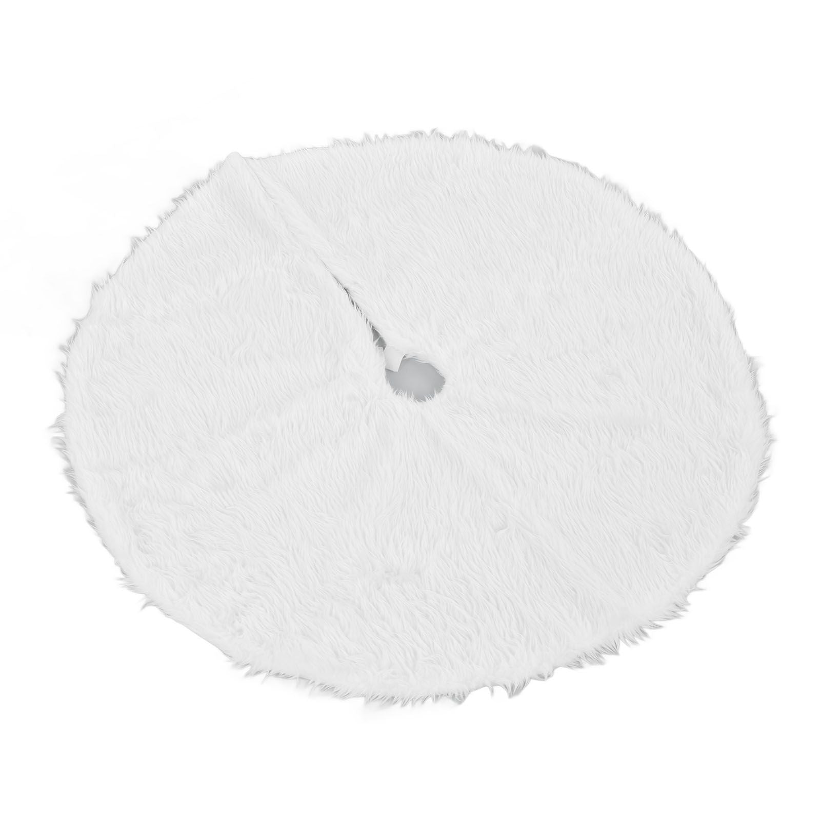 Christmas Tree Skirt Snowy White Christmas Tree Mat for Xmas Festive Holiday Party Decoration Ornaments