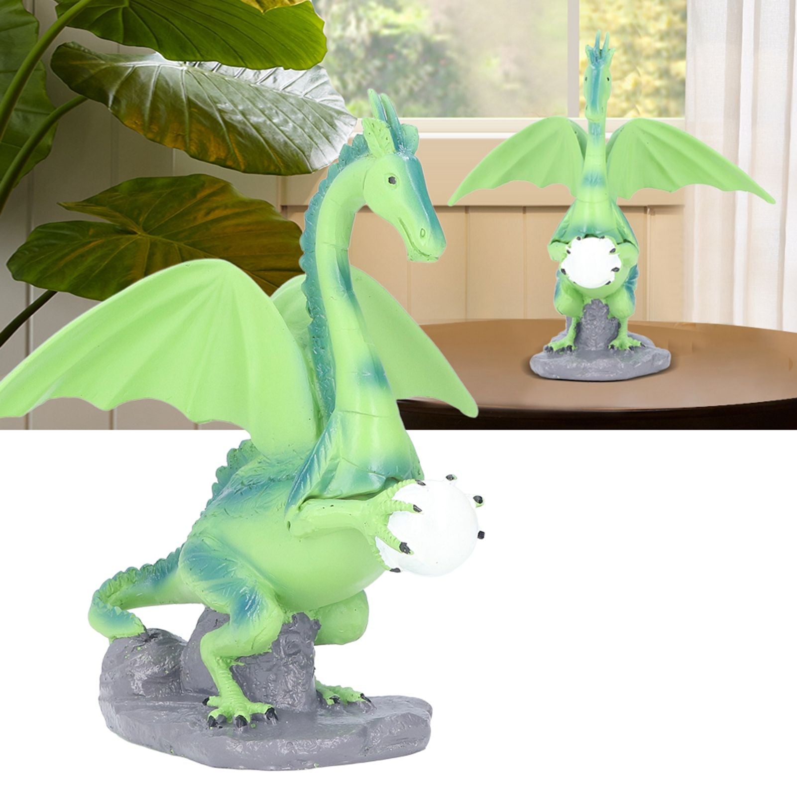 Resin Flying Dragon Statue Holding Ball Dragon Sculpture Decoration for Bedroom Study Room Garden Corridor Hallway