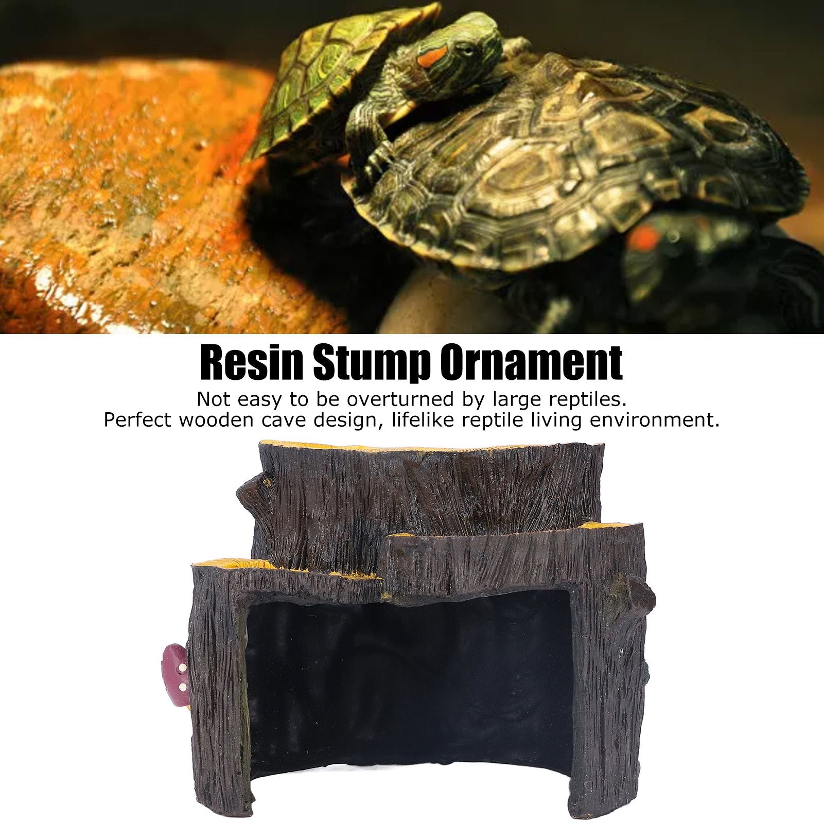 Resin Mini Stump Shape Hiding Hole Wooden Cave Artificial Aquarium Plants Ornaments for Shelter