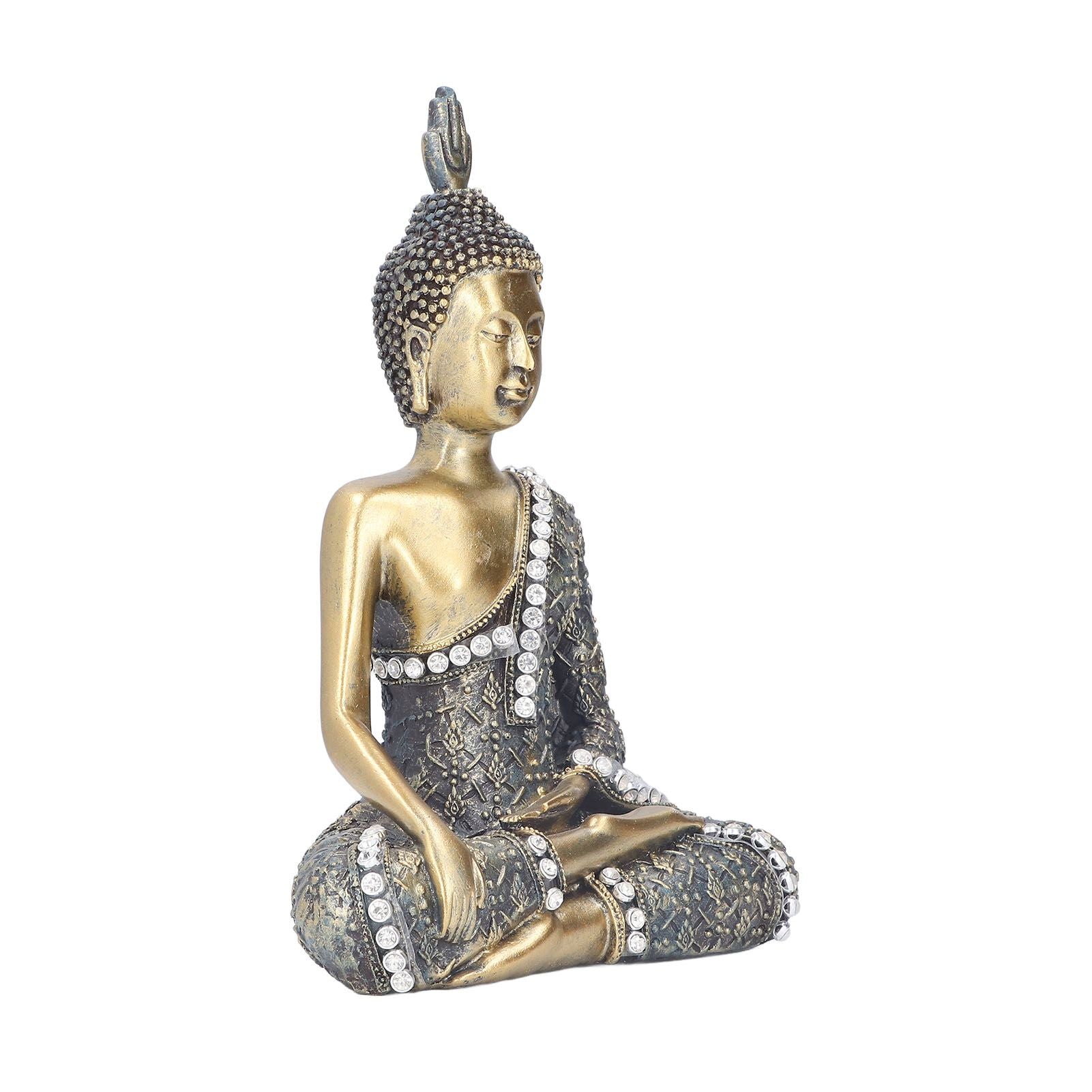 Buddha Ornament Resin Retro Small Decorative Desktop Sitting Buddha Statue for Home Office