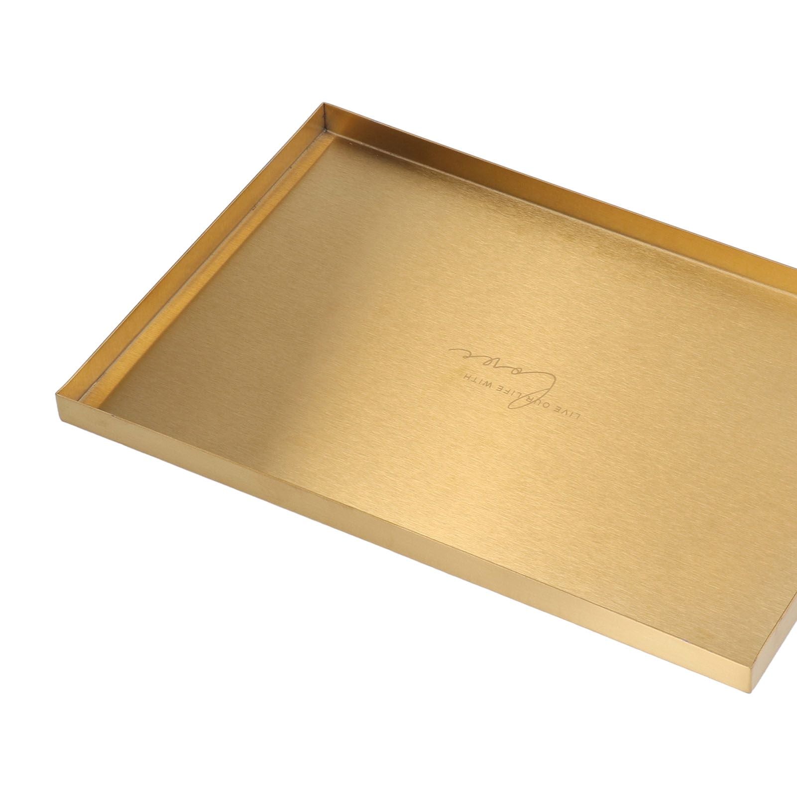 Modern Metal Gold Plate Rectangle Storage Tray Cosmetic Jewelry Display Stainless Steel Tray