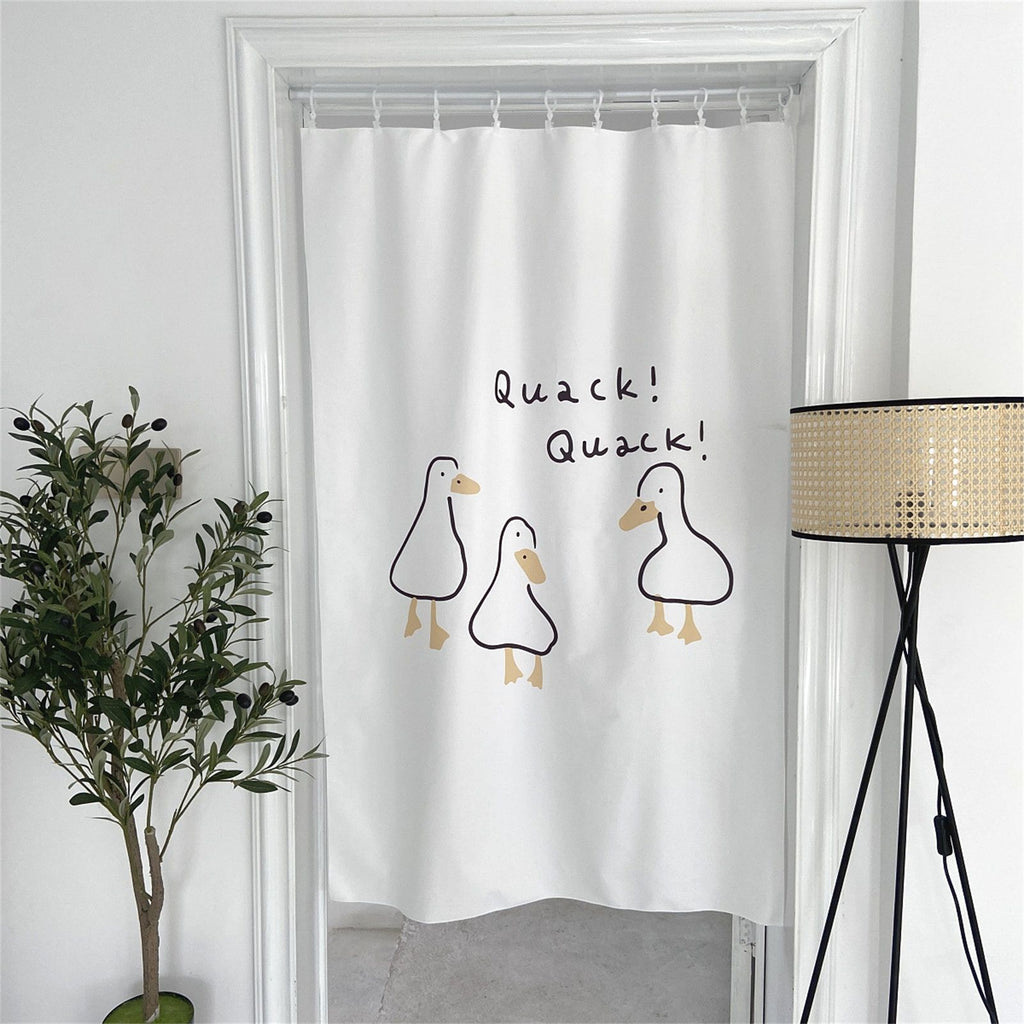 Door Curtain Cute Decorative Cartoon Doorway Divider Cloth for Bedroom Closet Dormitory Kitchen Little White Duck