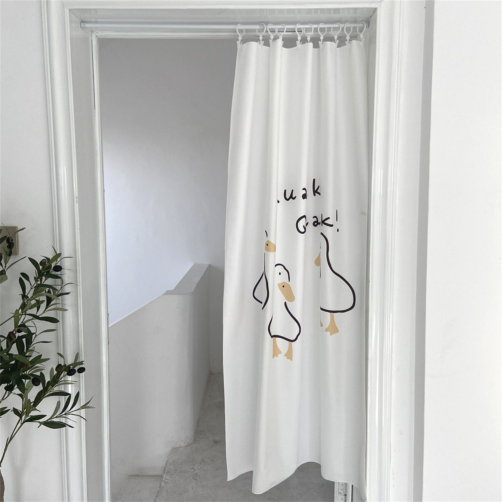 Door Curtain Cute Decorative Cartoon Doorway Divider Cloth for Bedroom Closet Dormitory Kitchen Little White Duck