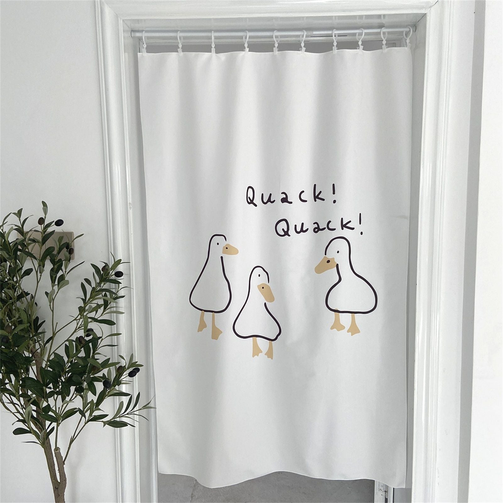 Door Curtain Cute Decorative Cartoon Doorway Divider Cloth for Bedroom Closet Dormitory Kitchen Little White Duck