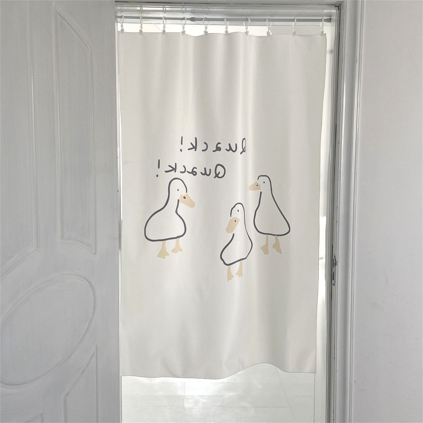 Door Curtain Cute Decorative Cartoon Doorway Divider Cloth for Bedroom Closet Dormitory Kitchen Little White Duck