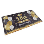 Happy 18th Birthday Backdrop Black Gold 180x99cm Reusable Happy Birthday Decorations with 4 Grommets