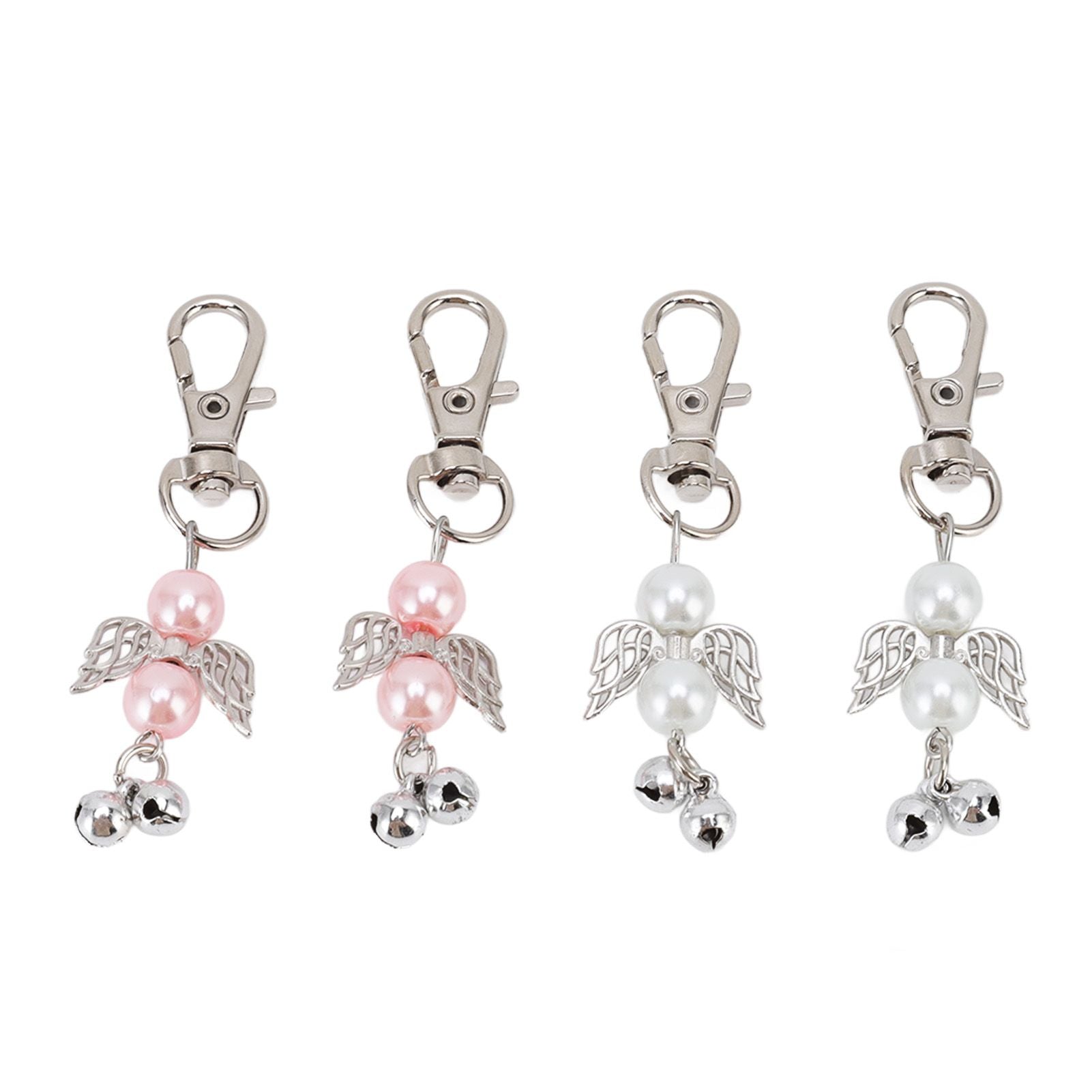 30 Sets Angel Keychain Pink White Angel Bell Pearl Keychain Baby Shower Party Decoration Gift Bag Tag Key Pendant Favors