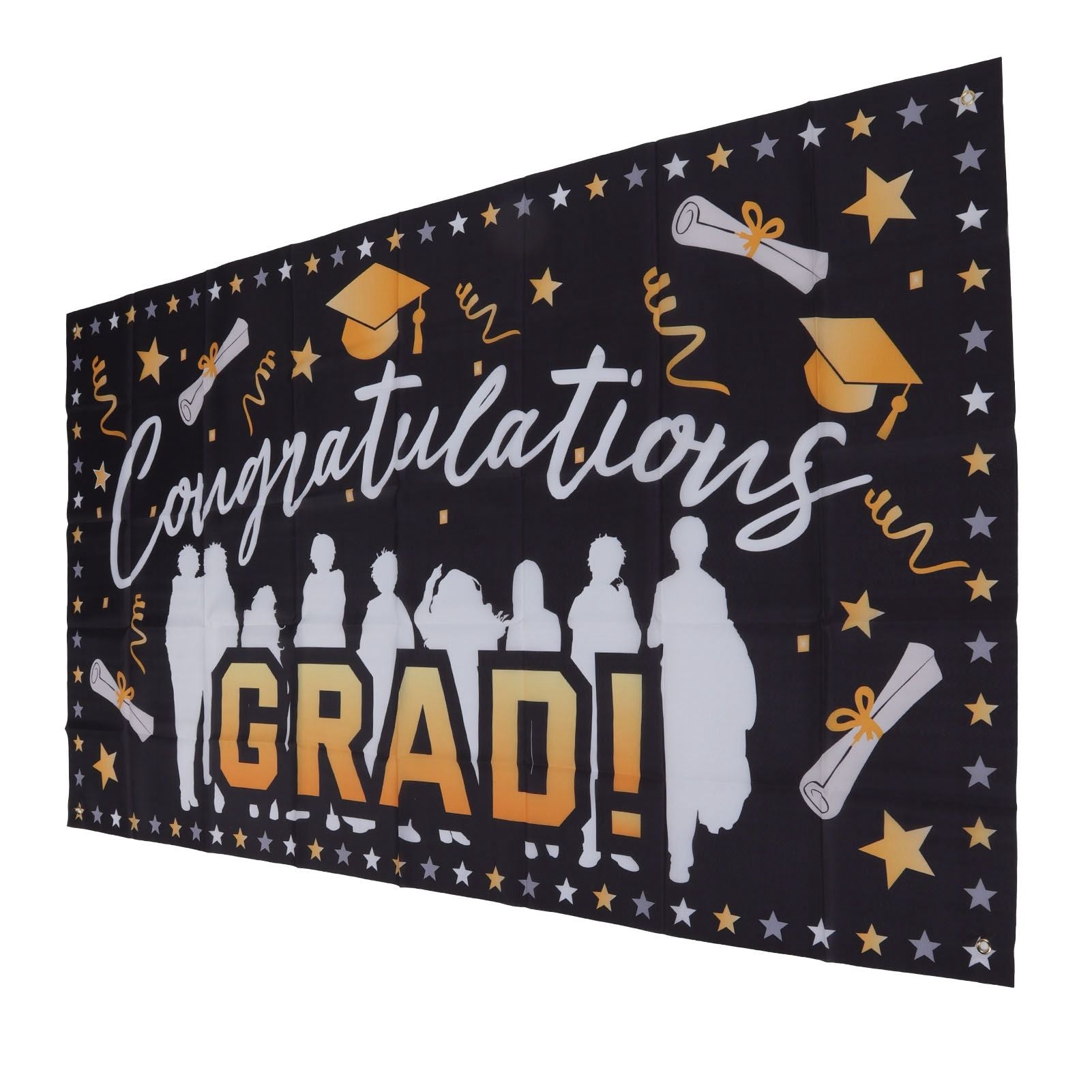 Graduation Banner 71x38in Durable Polyester Fabrics Fadeless 4 Eyelets Easy Installation Congrats Grad Banner for Party C