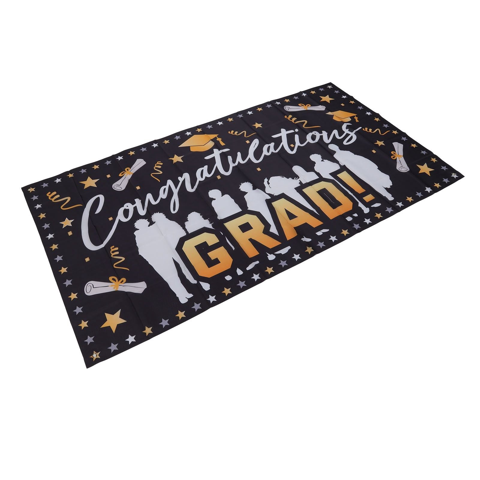 Graduation Banner 71x38in Durable Polyester Fabrics Fadeless 4 Eyelets Easy Installation Congrats Grad Banner for Party C