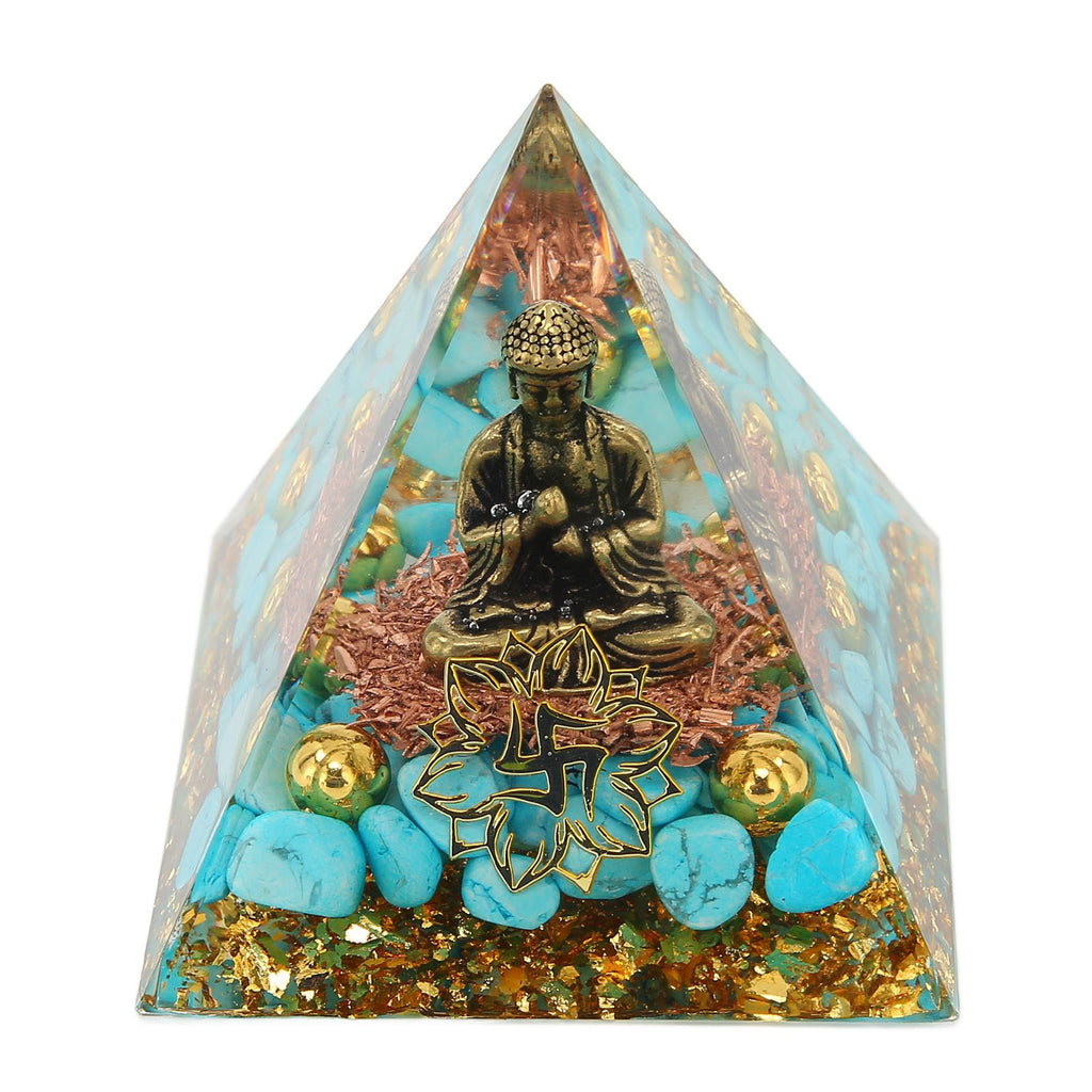 Crystal Pyramid Buddha Design Exquisite Beautiful Pyramid Power Stone Decoration Ornament for Yoga Meditation