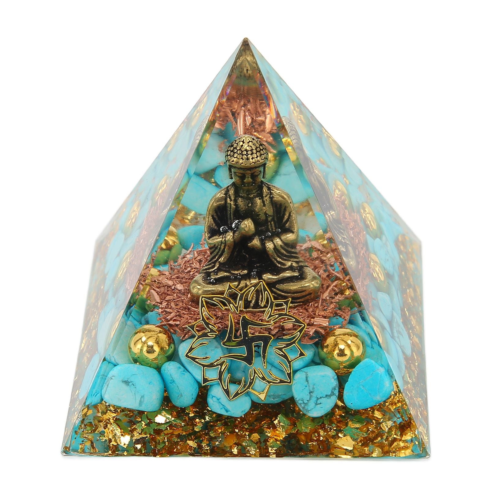 Crystal Pyramid Buddha Design Exquisite Beautiful Pyramid Power Stone Decoration Ornament for Yoga Meditation