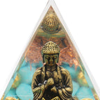 Crystal Pyramid Buddha Design Exquisite Beautiful Pyramid Power Stone Decoration Ornament for Yoga Meditation