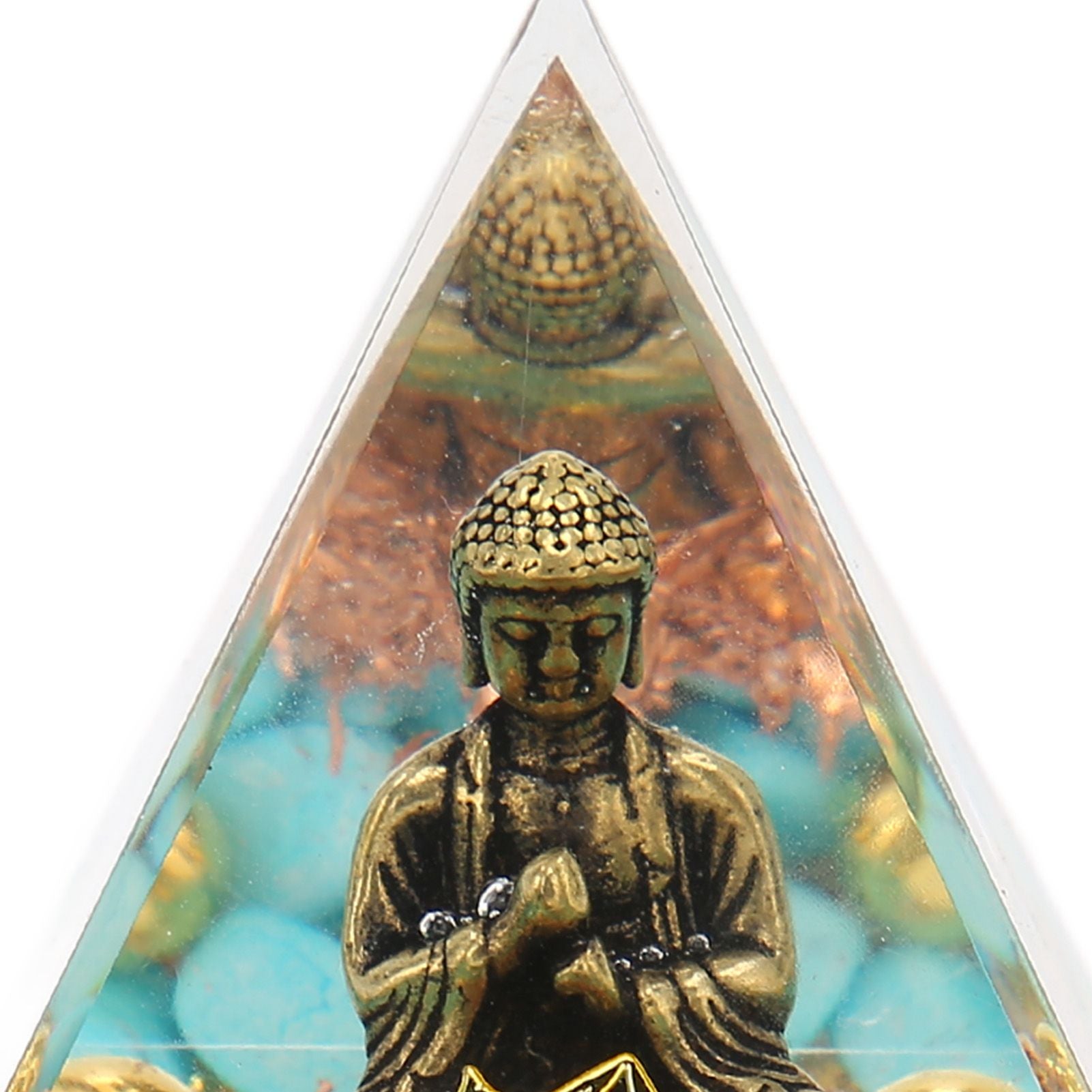 Crystal Pyramid Buddha Design Exquisite Beautiful Pyramid Power Stone Decoration Ornament for Yoga Meditation