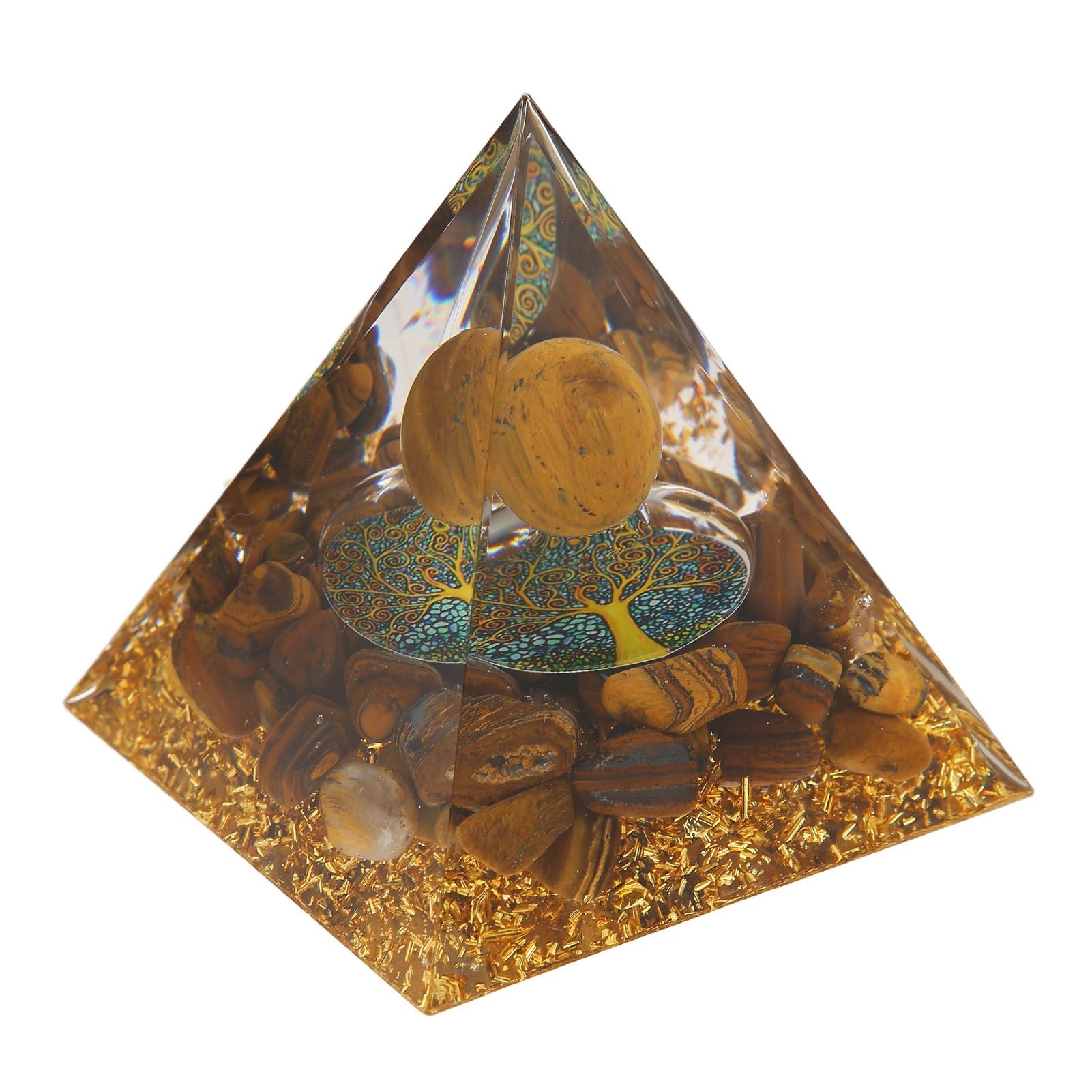 Pyramid Ornament Natural Gravel Triangular Lucky Improving Mood Pyramid Positive Energy Decoration for Bookshelf