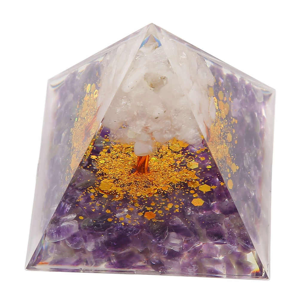Pyramid Epoxy Ornament Good Durability Exquisite Workmanship Gravel Pyramid Power Stone for Living Room Bedroom Office