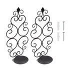 2 Pcs Candle Holder Exquisite Classical Style Black Iron Wall Mounted Candlestick for Living Rooms Bedroom Hallways