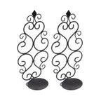 2 Pcs Candle Holder Exquisite Classical Style Black Iron Wall Mounted Candlestick for Living Rooms Bedroom Hallways