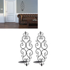 2 Pcs Candle Holder Exquisite Classical Style Black Iron Wall Mounted Candlestick for Living Rooms Bedroom Hallways
