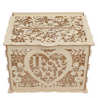 DIY Hollow Wooden Box Gift Card Money Case Wedding Reception Decoration Box Easy Assembly JM01192 Large