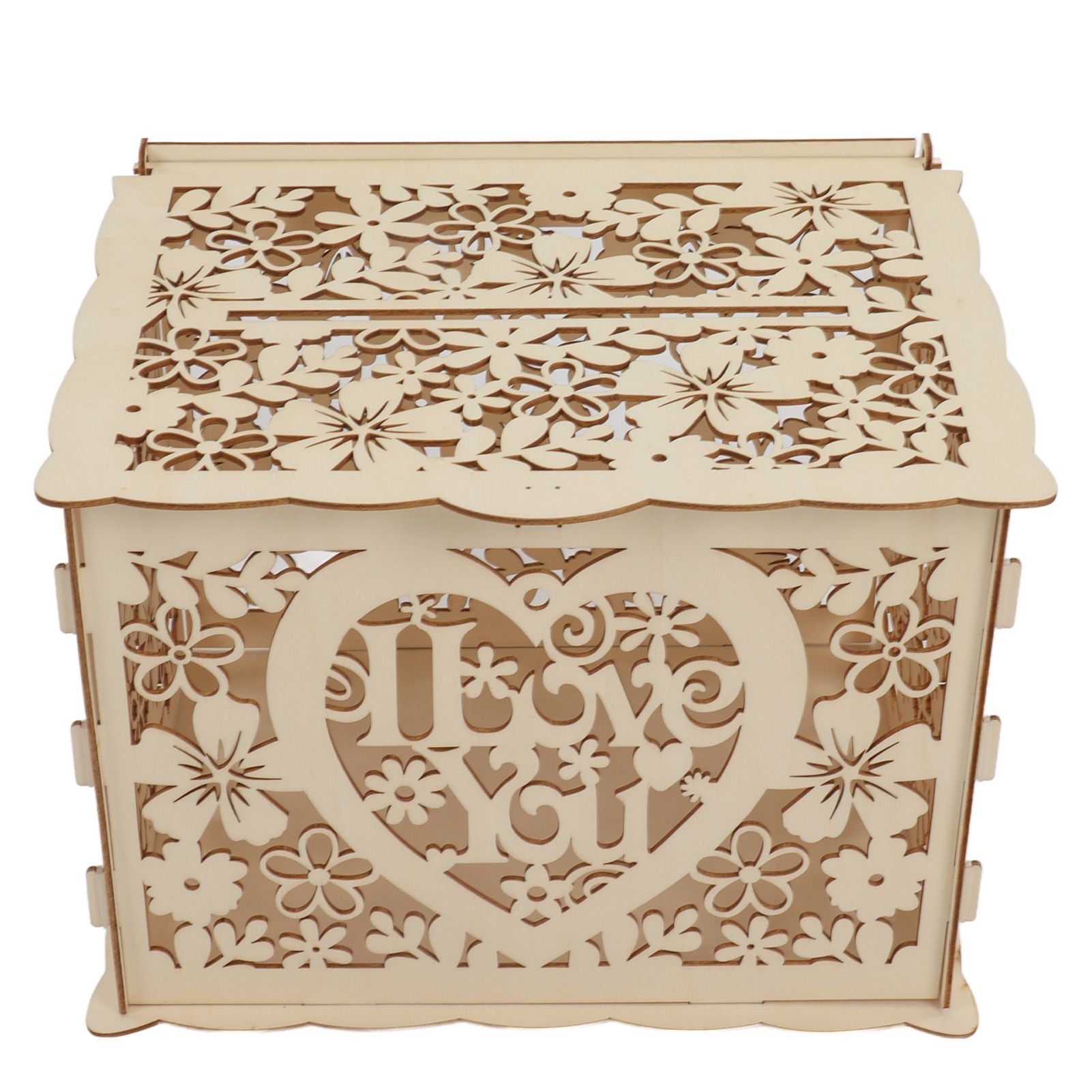 DIY Hollow Wooden Box Gift Card Money Case Wedding Reception Decoration Box Easy Assembly JM01192 Large