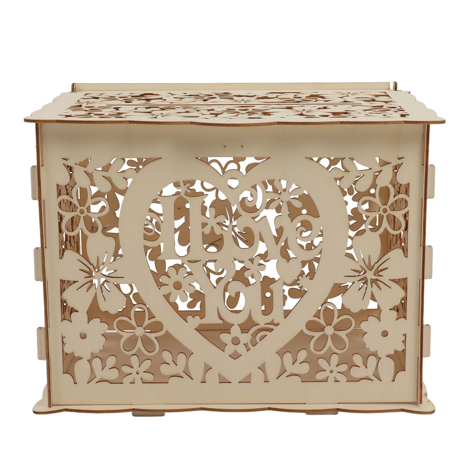 DIY Hollow Wooden Box Gift Card Money Case Wedding Reception Decoration Box Easy Assembly JM01192 Large