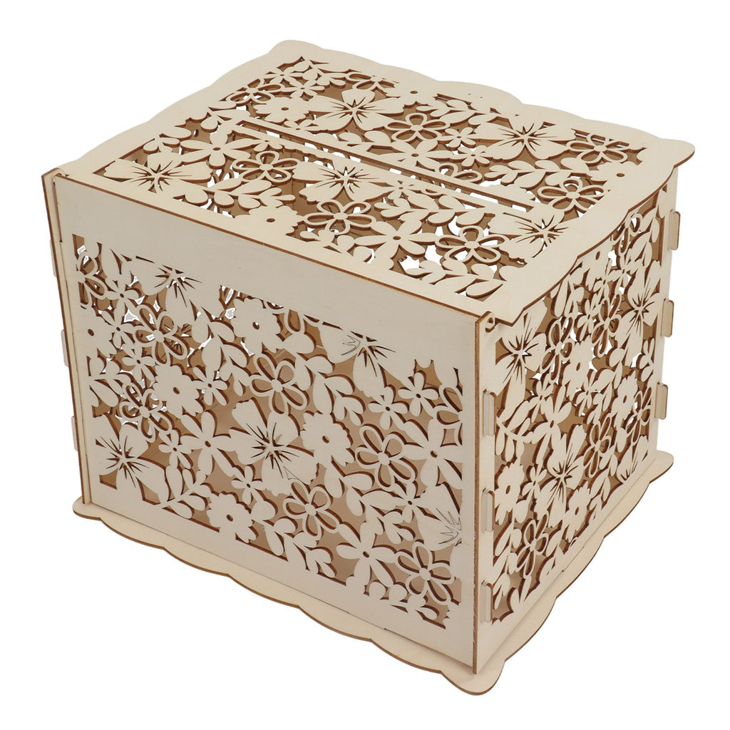 DIY Hollow Wooden Box Gift Card Money Case Wedding Reception Decoration Box Easy Assembly JM01192 Large