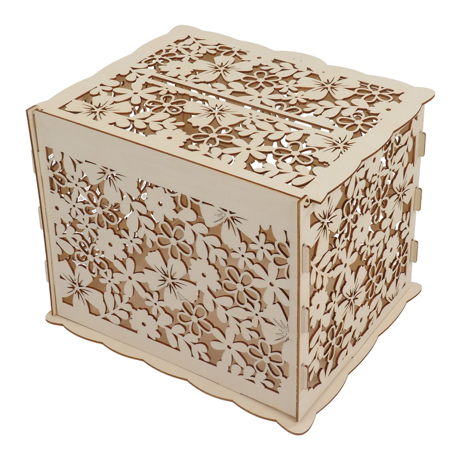 DIY Hollow Wooden Box Gift Card Money Case Wedding Reception Decoration Box Easy Assembly JM01192 Large