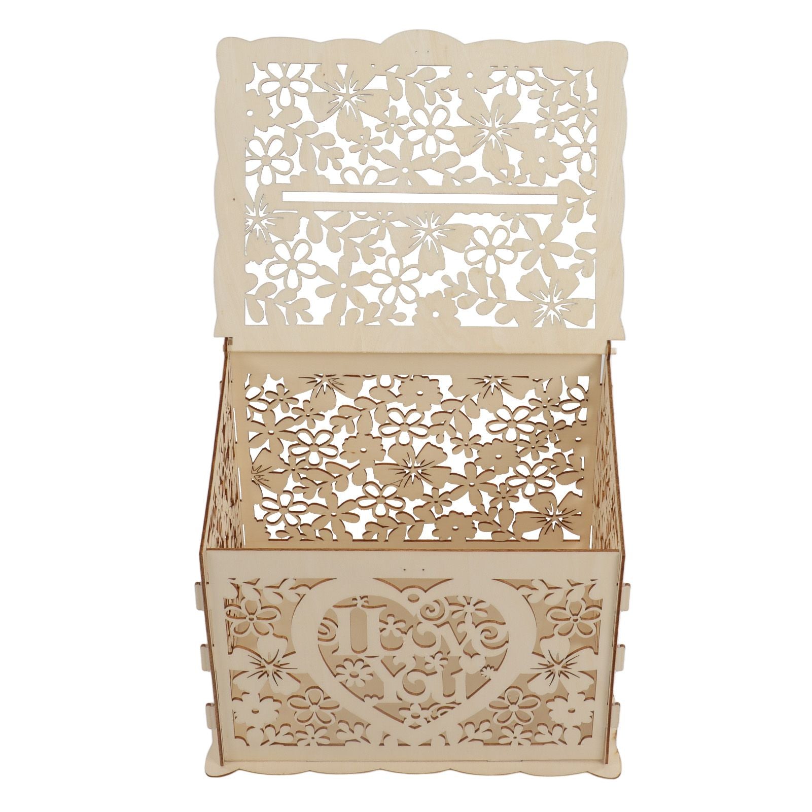 DIY Hollow Wooden Box Gift Card Money Case Wedding Reception Decoration Box Easy Assembly JM01192 Large