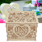 DIY Hollow Wooden Box Gift Card Money Case Wedding Reception Decoration Box Easy Assembly JM01192 Large