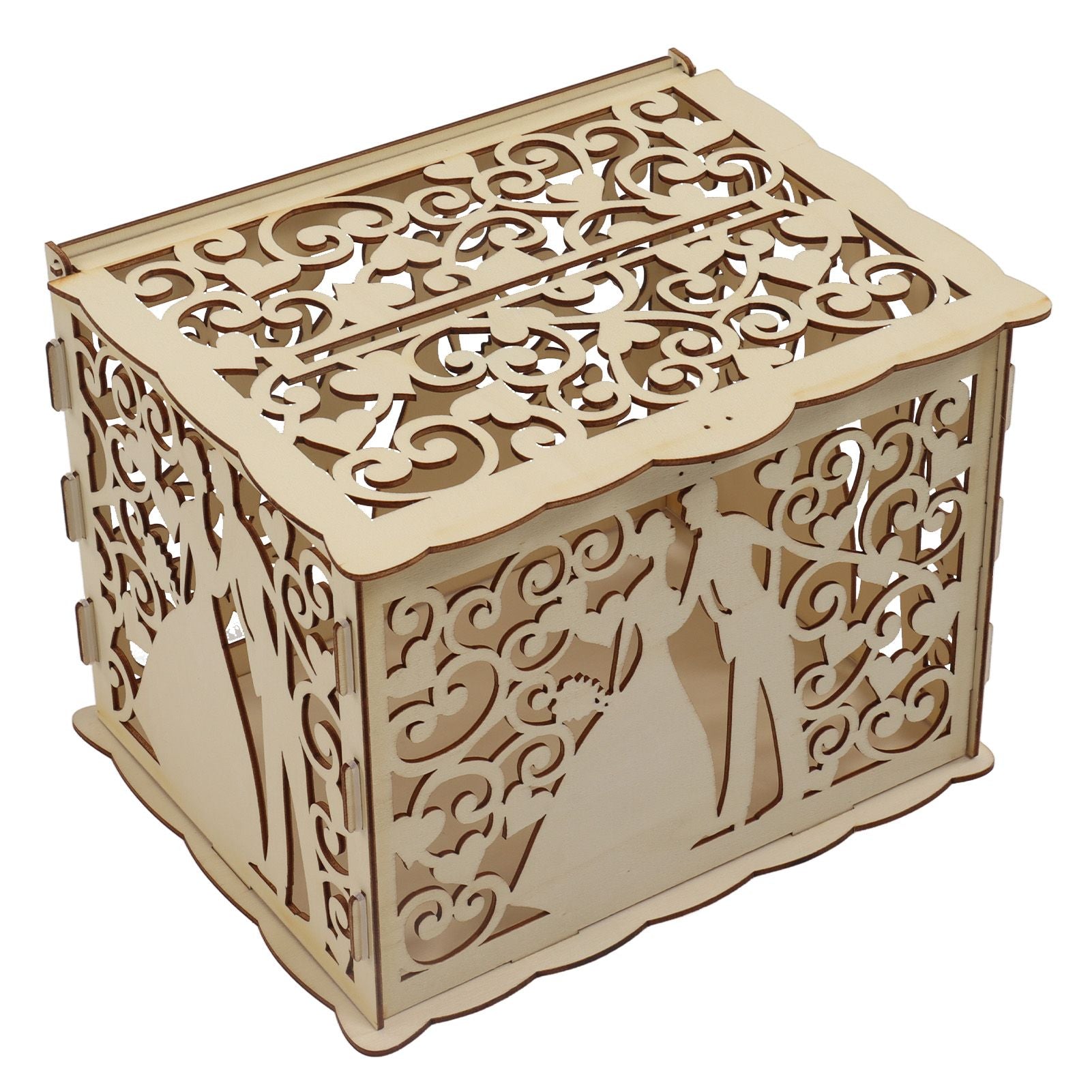 DIY Hollow Wooden Box Gift Card Money Case Wedding Reception Decoration Box Easy Assembly JM01777 Small