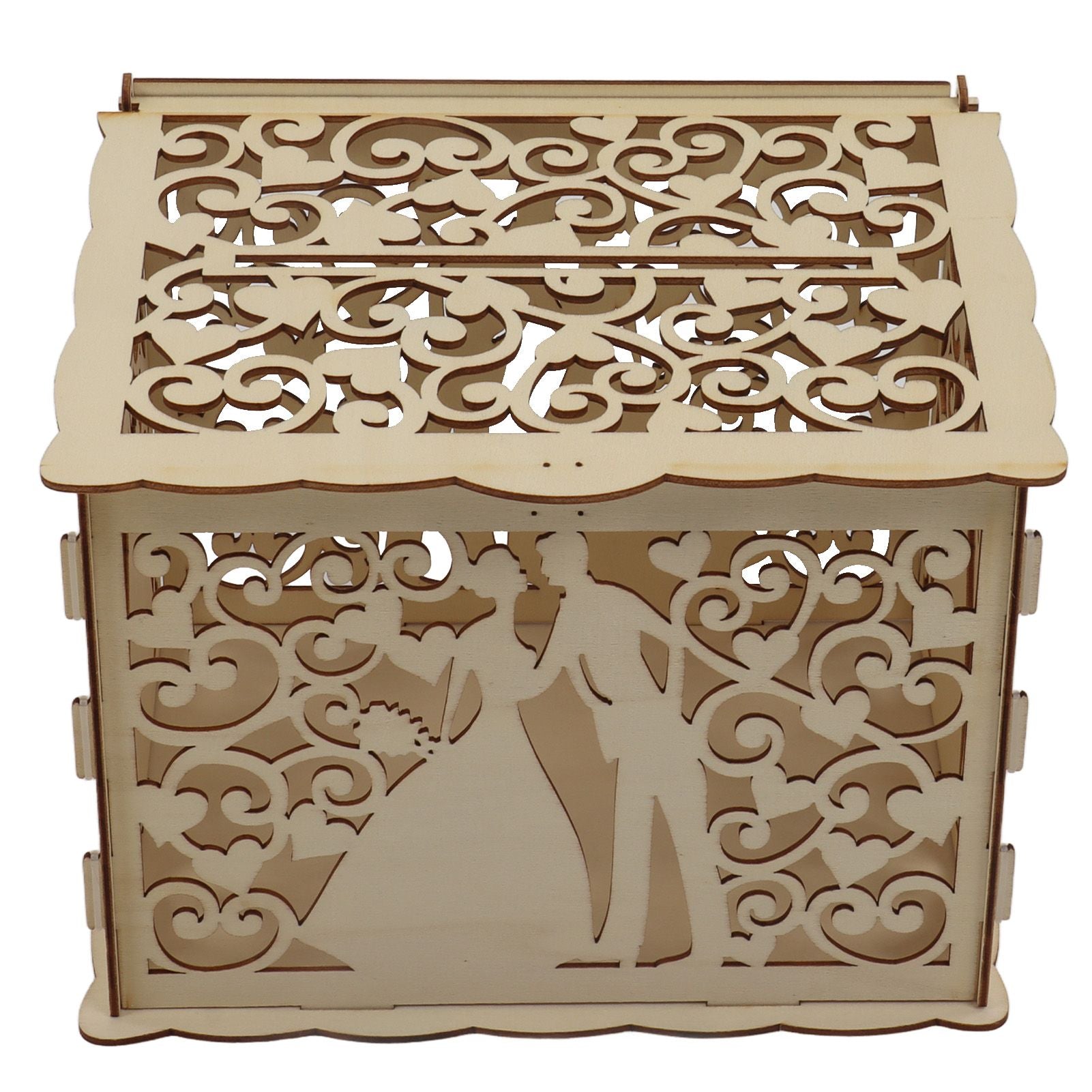 DIY Hollow Wooden Box Gift Card Money Case Wedding Reception Decoration Box Easy Assembly JM01777 Small
