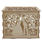 DIY Hollow Wooden Box Gift Card Money Case Wedding Reception Decoration Box Easy Assembly JM01777 Small
