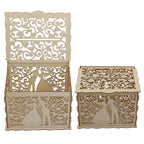 DIY Hollow Wooden Box Gift Card Money Case Wedding Reception Decoration Box Easy Assembly JM01777 Small
