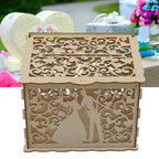 DIY Hollow Wooden Box Gift Card Money Case Wedding Reception Decoration Box Easy Assembly JM01777 Small