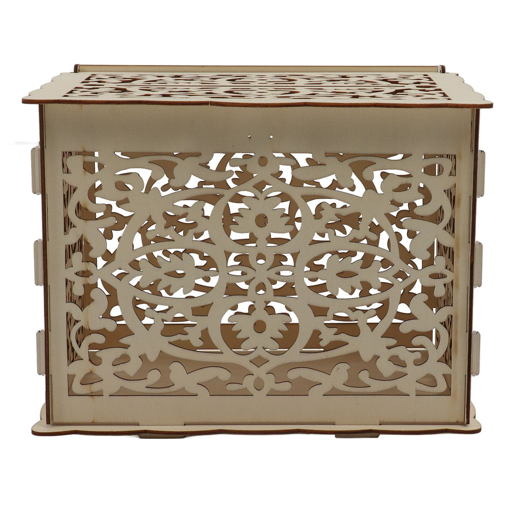 DIY Hollow Wooden Box Gift Card Money Case Wedding Reception Decoration Box Easy Assembly JM01319 Small